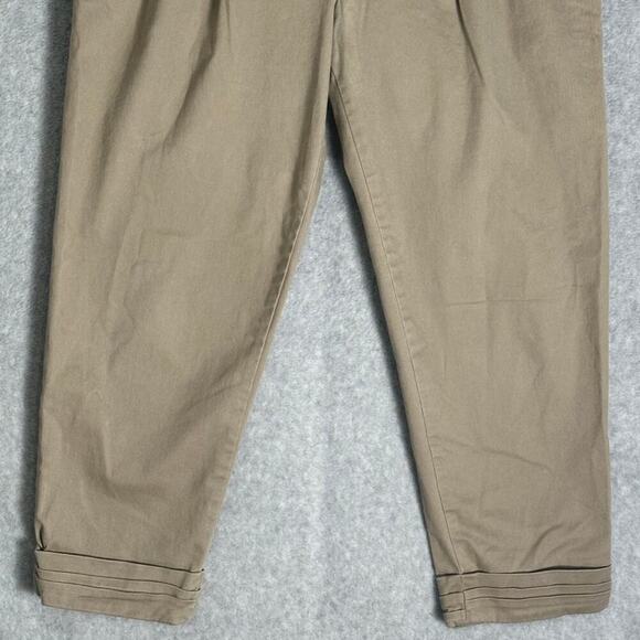 Cartonnier Sz 4 Crop Cuffed Pleated Chinos Khaki Stretchy Trouser Neutral Anthro - Picture 8 of 11